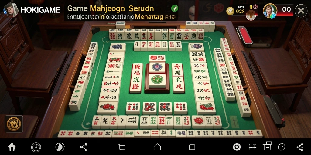 Tangkapan layar HOKIGAME menampilkan gameplay Mahjong yang menegangkan.