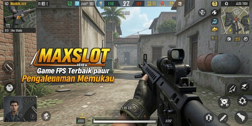 Screenshot dari gameplay intens di MAXSLOT dengan aksi tembak-menembak.