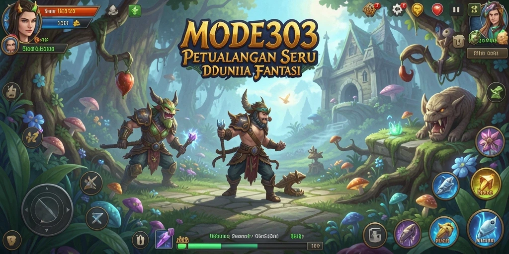 Screenshot utama MODE303 menampilkan aksi petualangan yang mendebarkan.