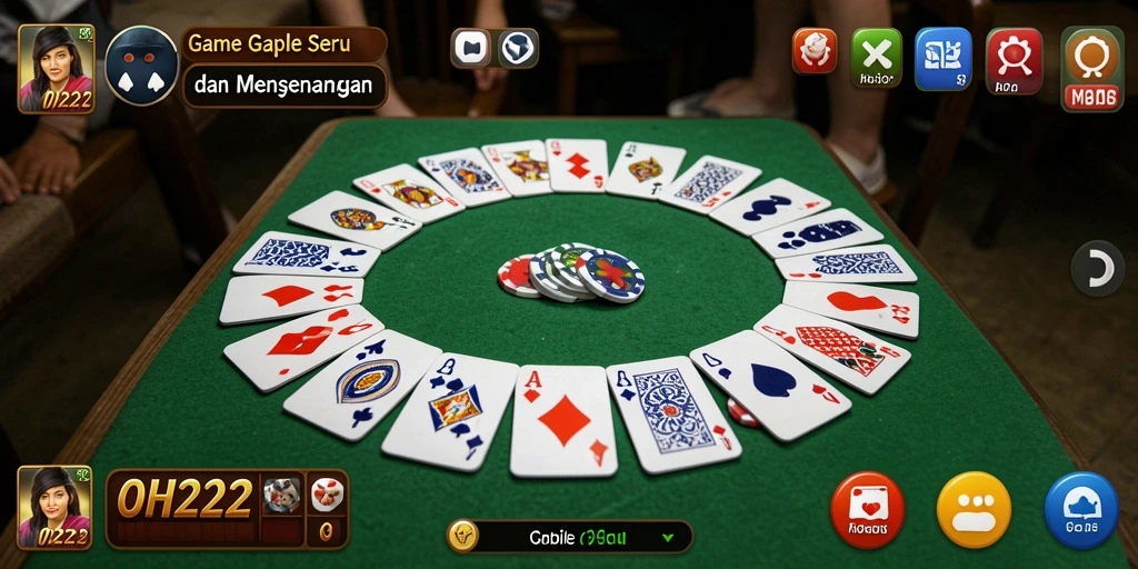 Screenshot gameplay Gaple OH222 dengan antarmuka yang menarik.