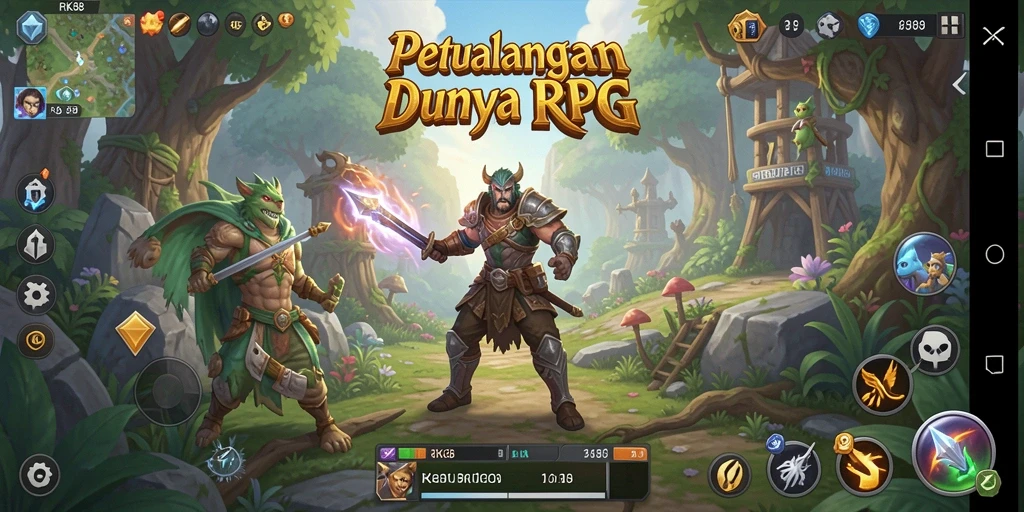 Screenshot RK88 menampilkan aksi bertarung yang seru dalam dunia RPG.