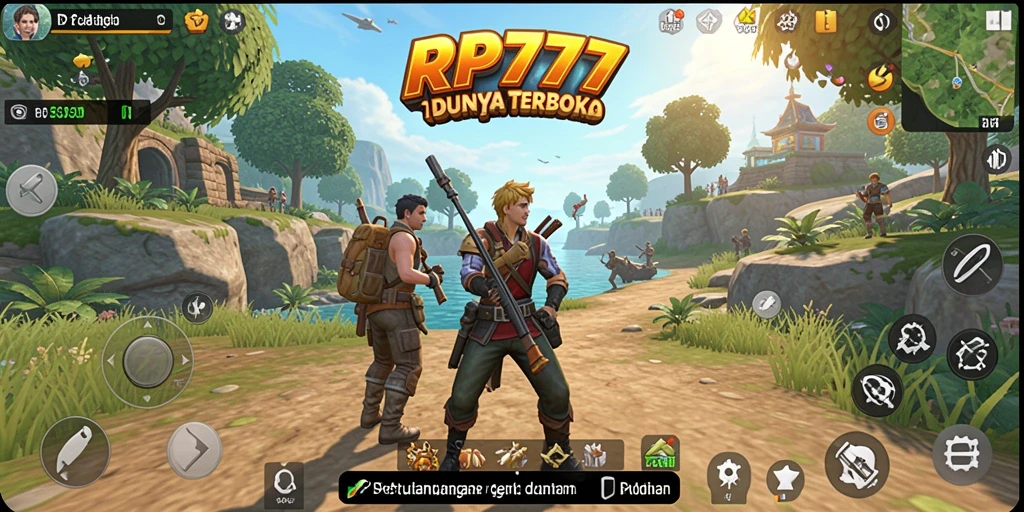 Screenshot gameplay RP777 menampilkan dunia terbuka yang luas dan interaktif.