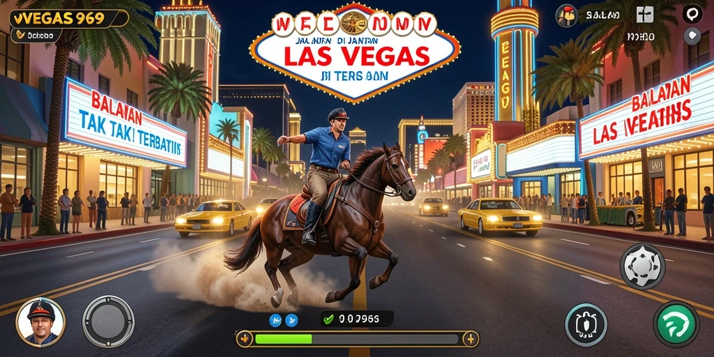 Screenshot gameplay VEGAS969 yang menunjukkan kecepatan balapan yang memukau.